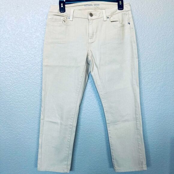 Michael Kors Cream Off White Denim Cropped Jean Capris 2 - Picture 1 of 5